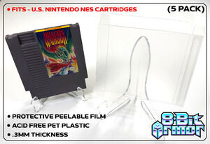 5 Cartridge Protectors for Nintendo NES Cart Game Clear Display Case
